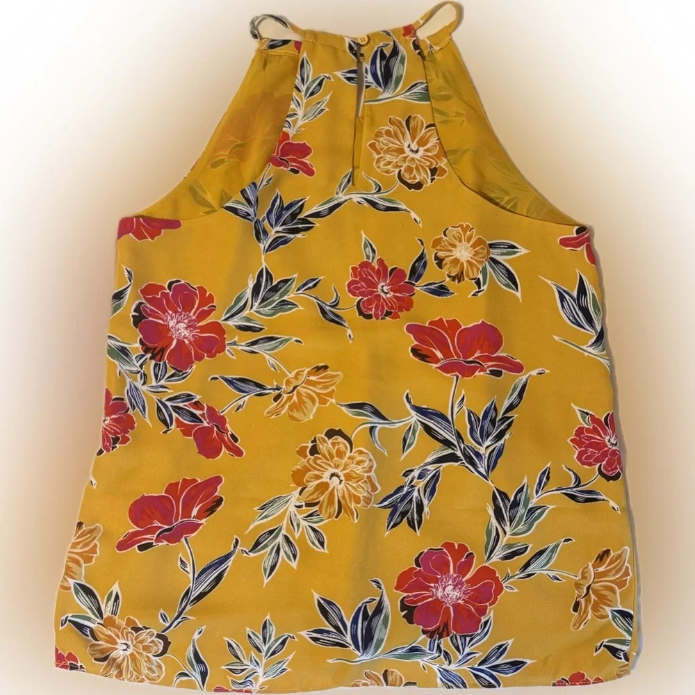 Perfectly Feminine Flowy Floral Halter Top in Yellow and Red Size XS - Picture 4 of 9